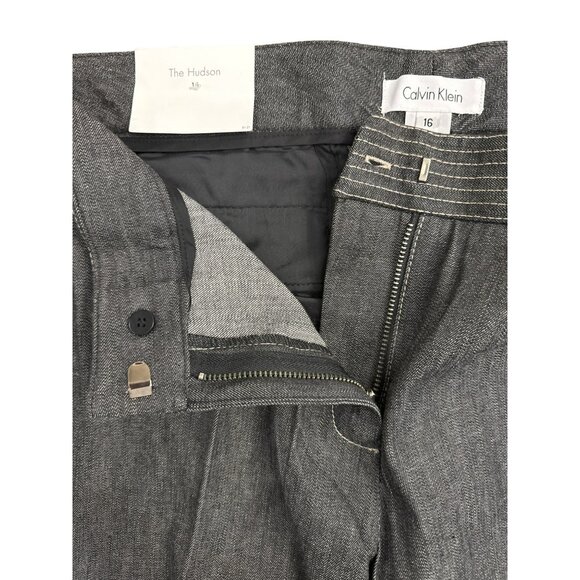 Calvin Klein The Hudson Gray Pants Size 16 Womens Cotton Trousers New NWT - Picture 2 of 5